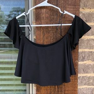 NWOT Black, Cropped, Off-the-Shoulder Top
